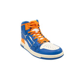 Blue And Orange Leather Skeleton Hi Top Sneakers