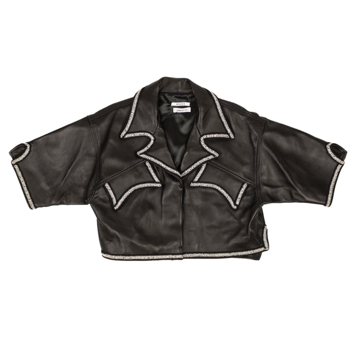 Black Lace-Trim Leather Shirt