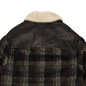 Charcoal Black Shearling Tartan Jacket