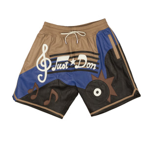 Brown Sound Graphic Leather Shorts