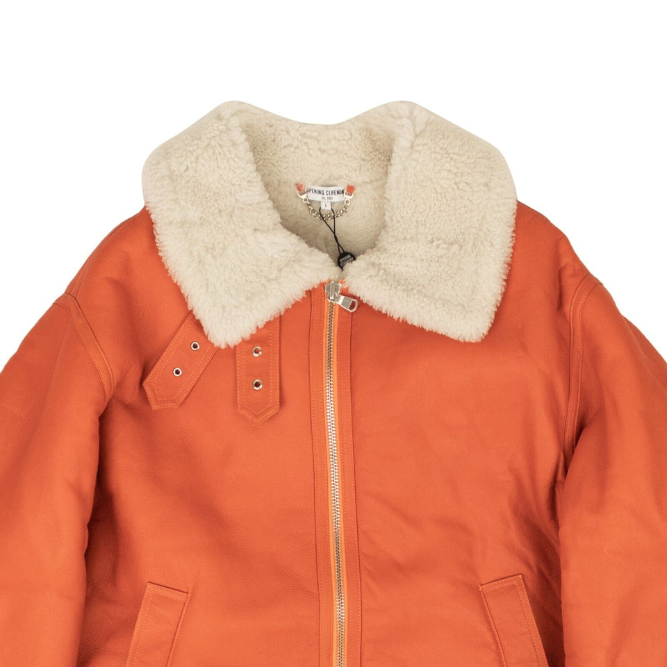 Orange Shearling Zip-UP Short Jacket