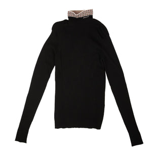 Black Jacquard Collar Turtleneck Sweater