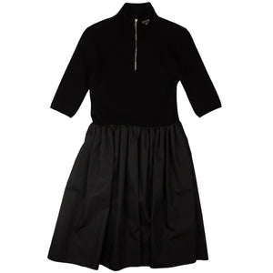 Black Nylon And Knit Midi Dress