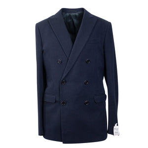 Navy Cotton Double-Breasted Suit 9R