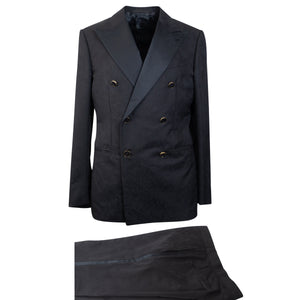 Black Wool Double-Breasted Suit 10R