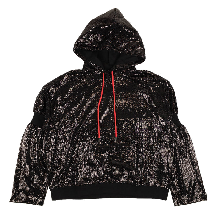 Black Paillettes Over Hoodie