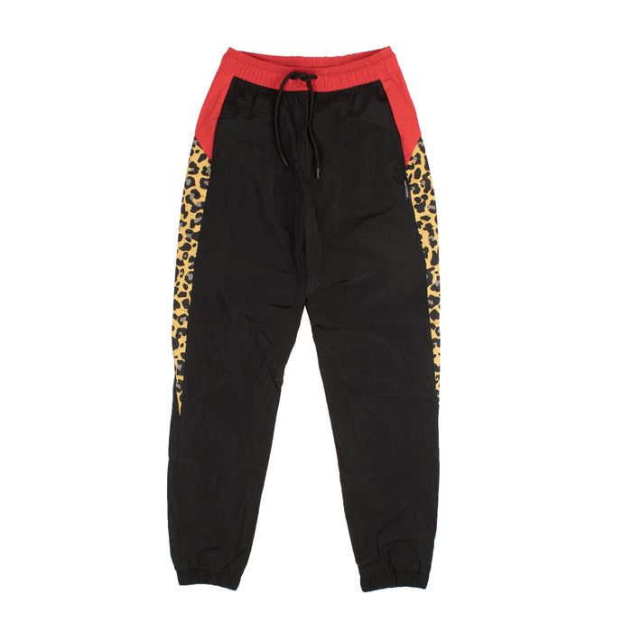 Black And Red Leopard Block Pants