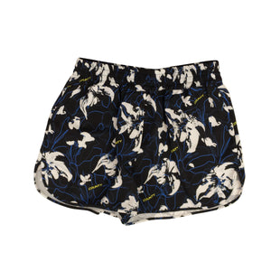 Black And Blue And White County Flowers Shorts