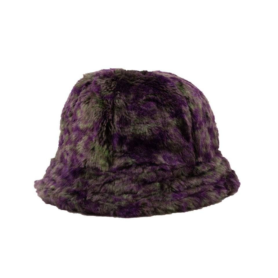 Purple And Green Uneven Printed Faux Fur Hat