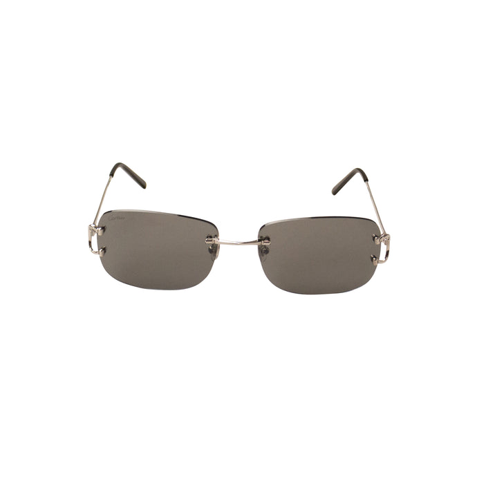 Cartier Rectangle Buffalo Horn Sunglasses - Gray/Silver