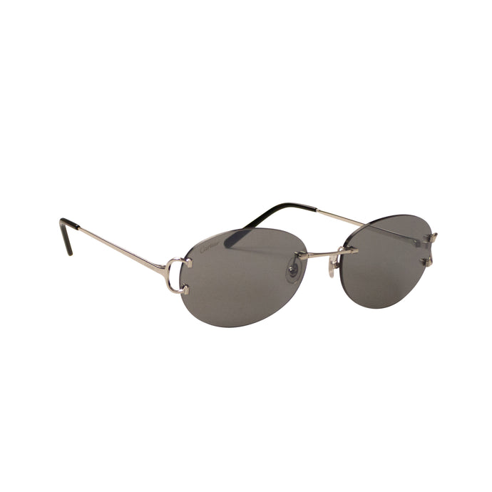 Silver And Grey Oval C Sunglasses
