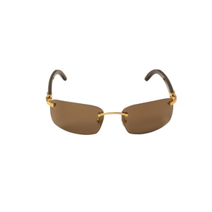 Brown And White Rectangle Buffalo Horn Sunglasses