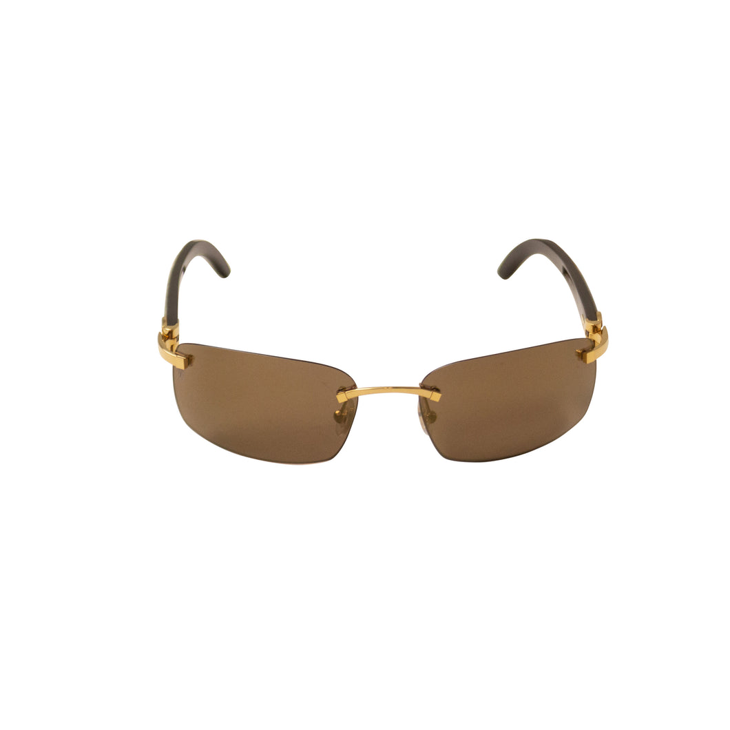 Cartier Rectangle Buffalohorn Sunglasses - Gold