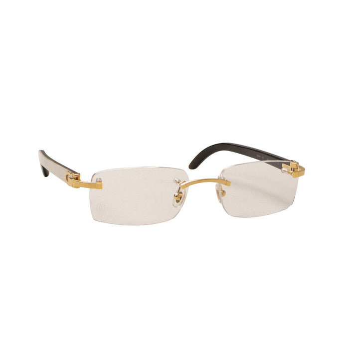 Gold And White Rectangle Buffalo Horn Eyeglasses