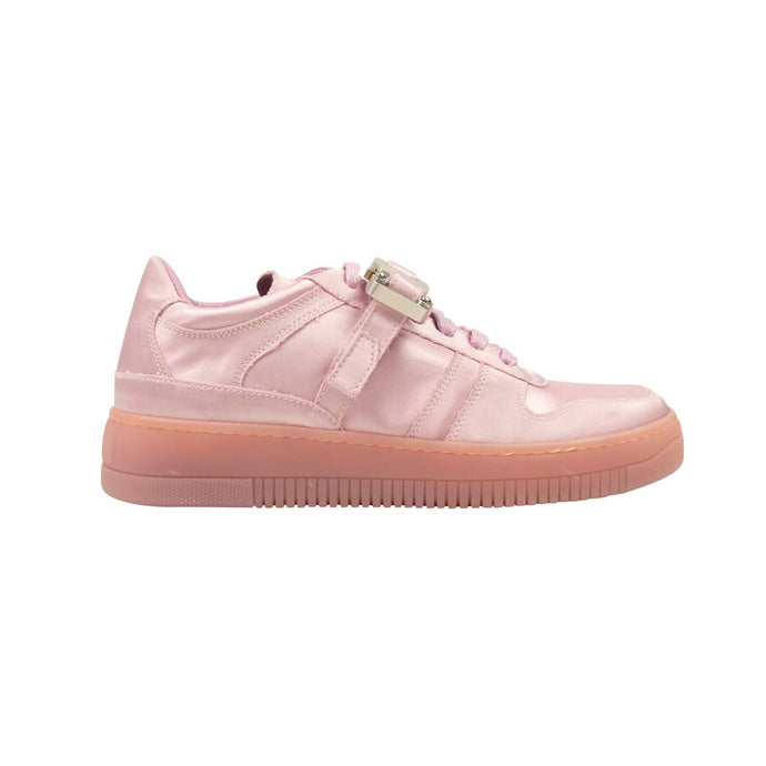 Pink Satin Buckle Detail Low Top Sneakers