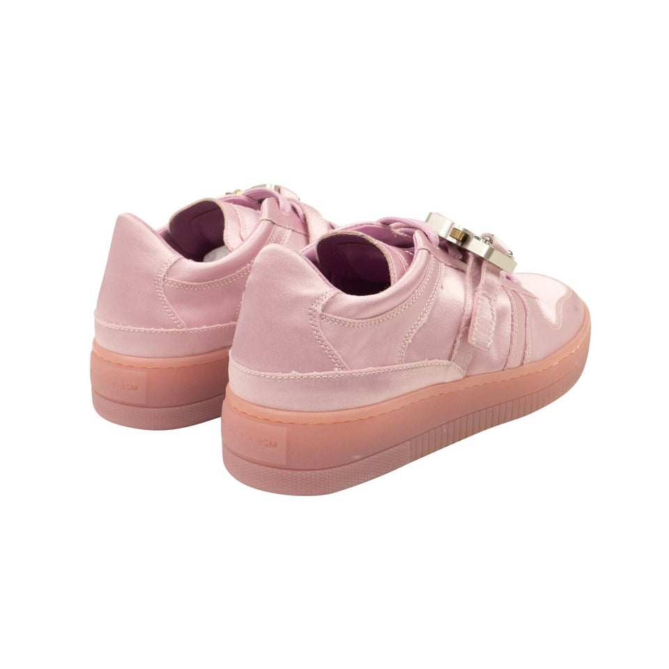 Pink Satin Buckle Detail Low Top Sneakers