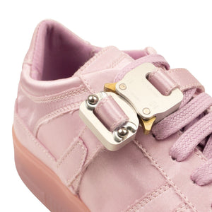 Pink Satin Buckle Detail Low Top Sneakers