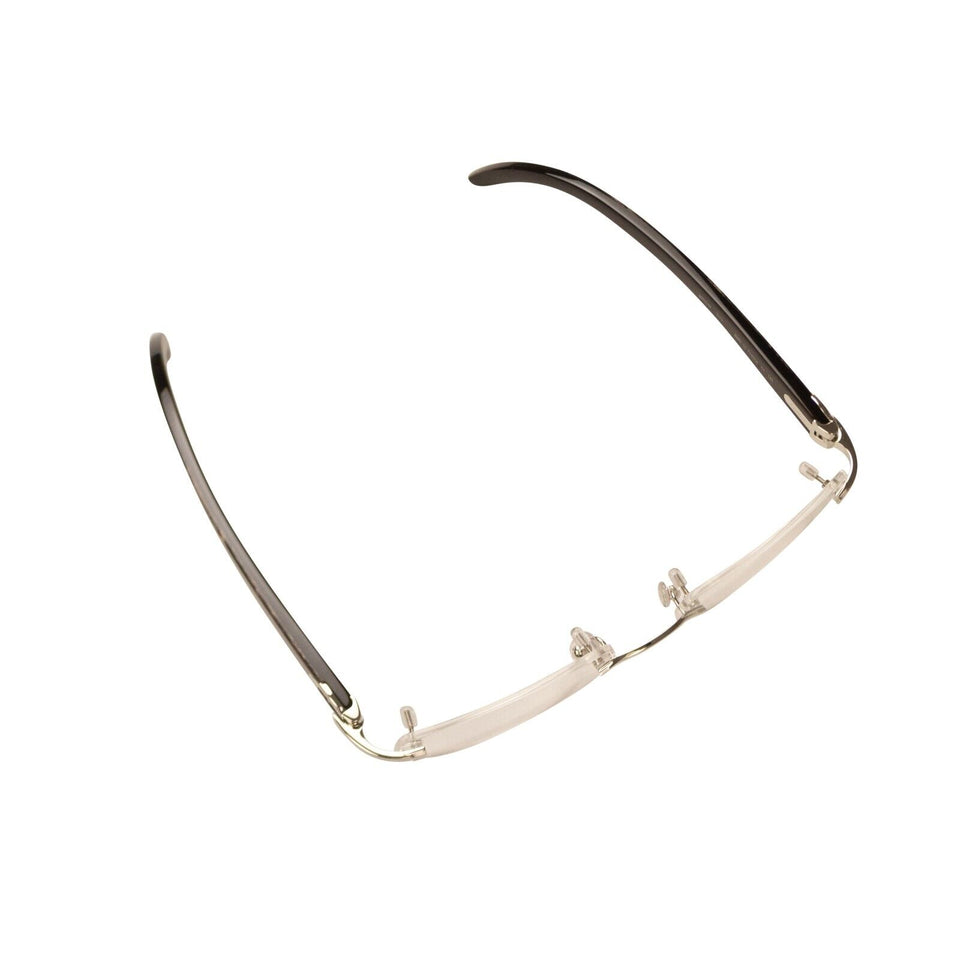 Silver And Black Rectangle Buffalo Horn Eyeglasses