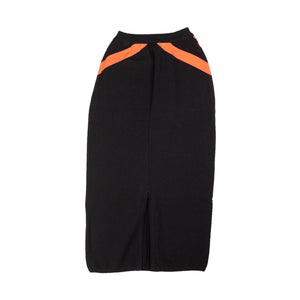 Black Faded Orange Knit Diagonal Midi Skirt