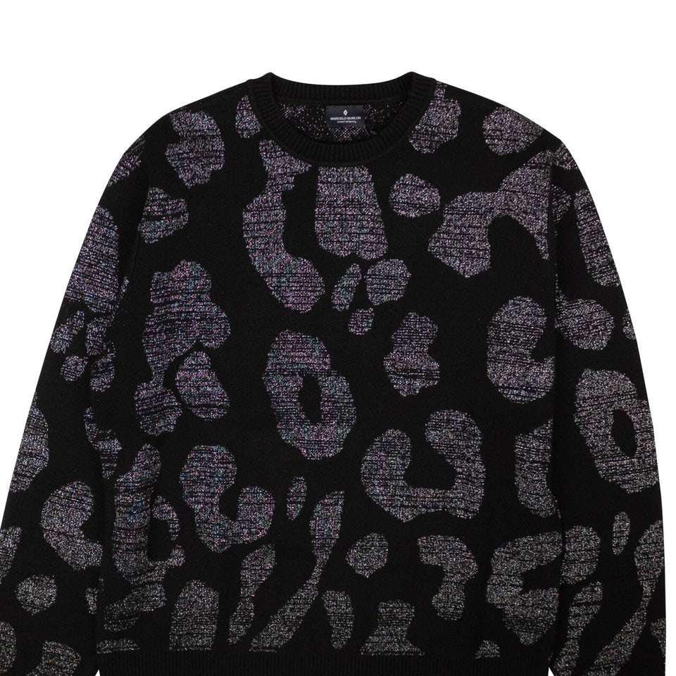 Dark Grey And Black Leopard Print Sweater