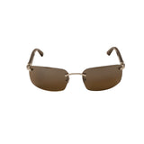 Brown And Silver Rectangle Buffalo Horn Sunglasses