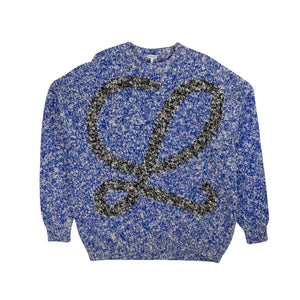 Blue Intarsia Speckled Wool Sweater
