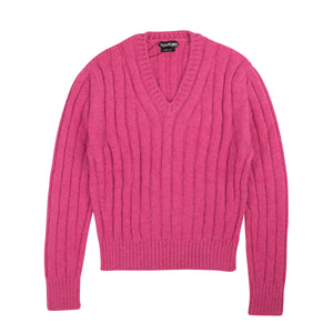 Dusty Pink V-Neck Rib Knit Sweater