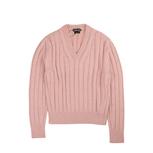 Pink V-Neck MED Rib Knit Sweater