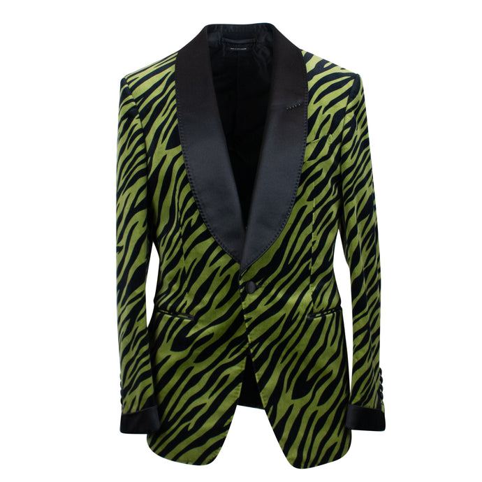 Green And Black Shelton Zebra Print Suit Jacket