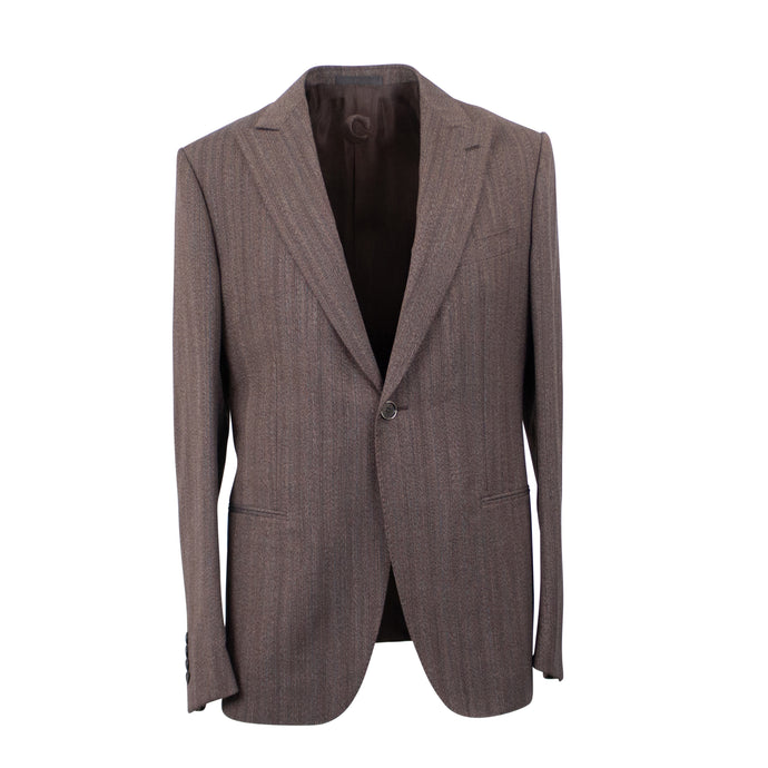 Brown Wool Blend Single Breasted Suit 8R