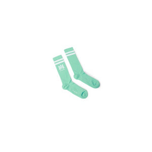 Mint And White Ribbed MA Athletic Socks