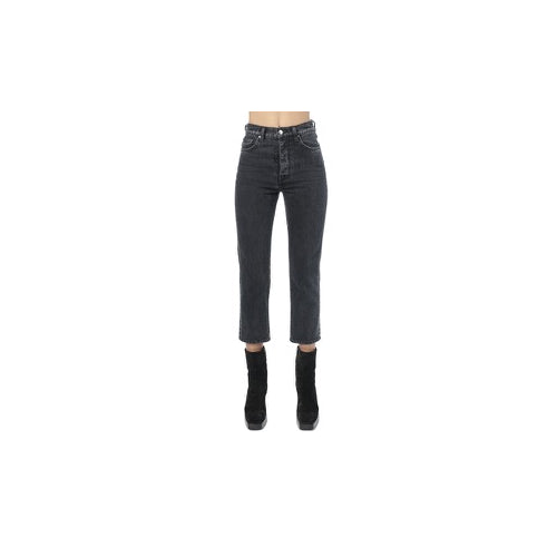 Black Cropped Straight Stack Jeans