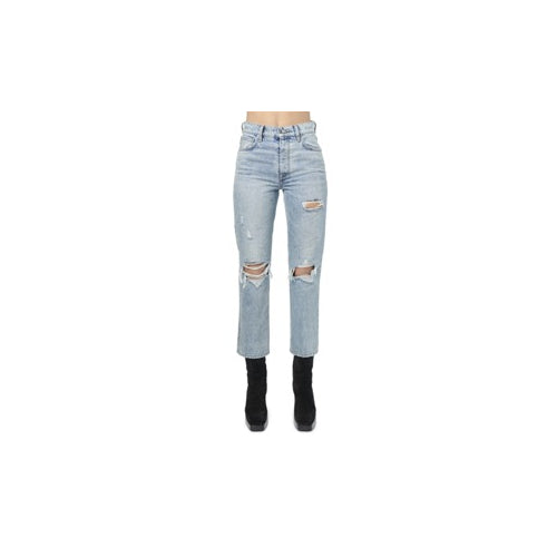 Blue Cropped Straight Thrasher Jeans