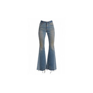 Blue Reconstructed Flare Jean Stack