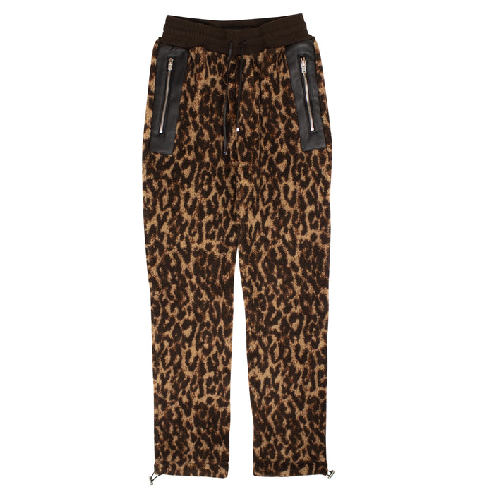 Black Printed Leopard Fleece Pants