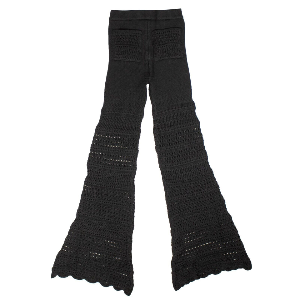 Black Checkered Crochet Flare Pants