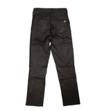 Black Crop Straight Leather Pants