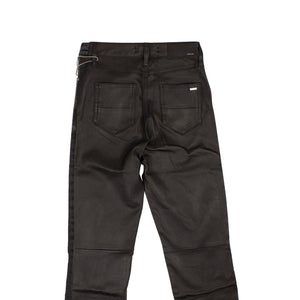 Black Crop Straight Leather Pants