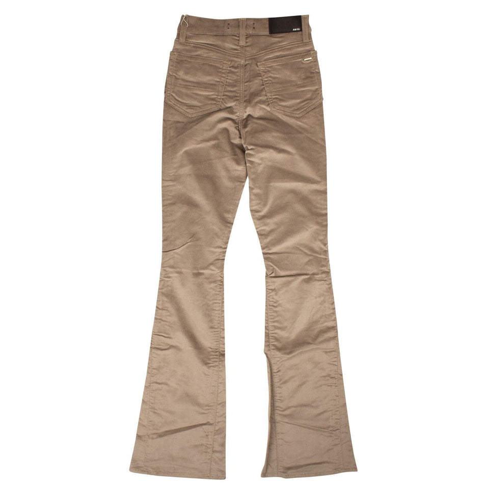 Sand Velour Flare Stack Pants