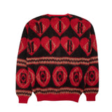 Black And Red Mohair Logo Heart Cardigan