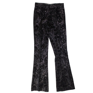 Black Paisley Velvet Glitter Flare Pants