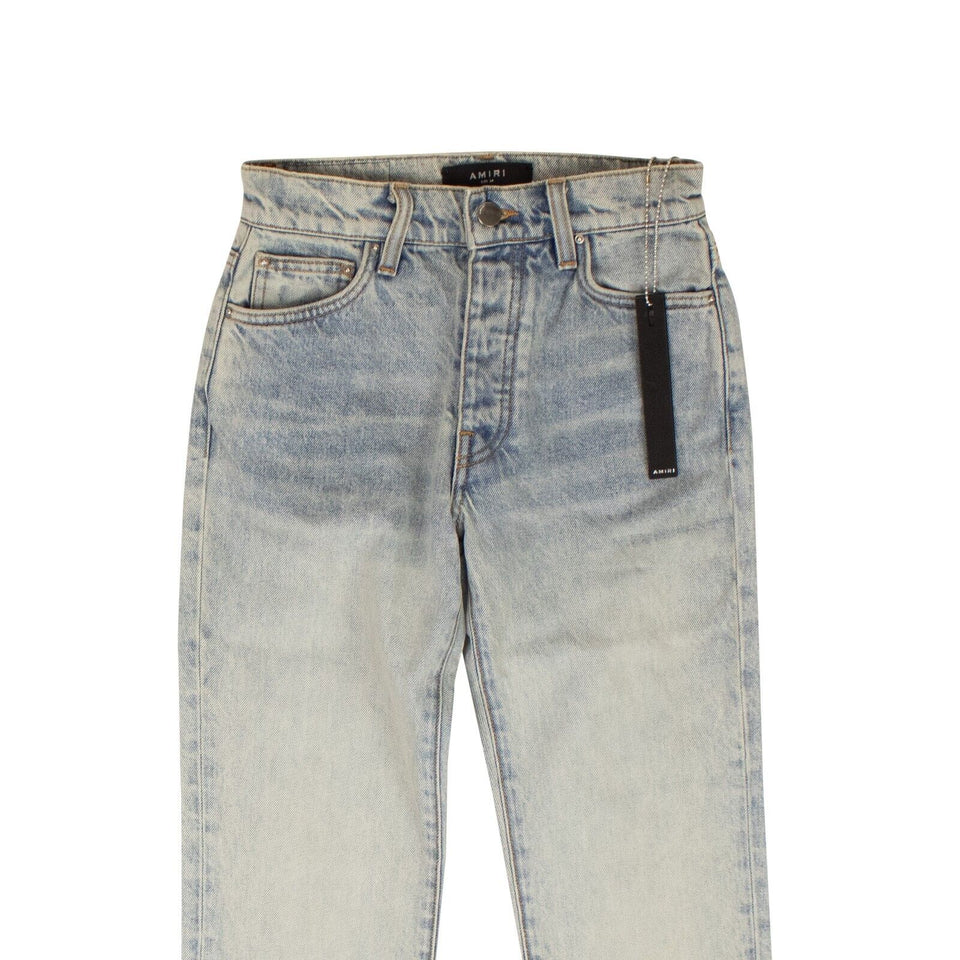 Blue Cropped Straight Stack Jeans