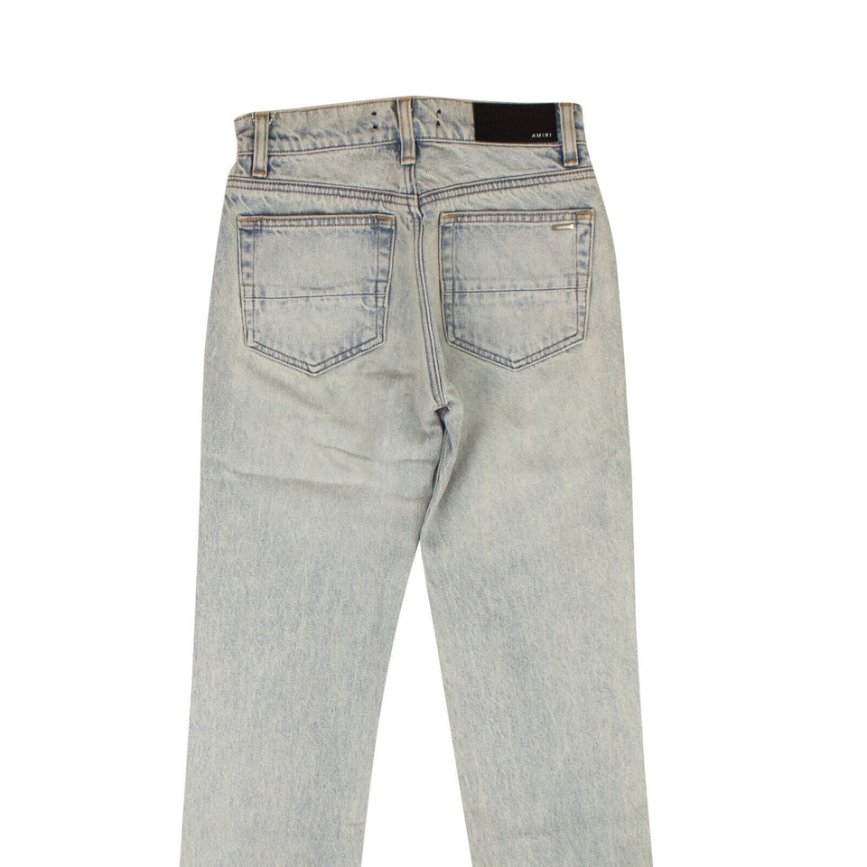 Blue Cropped Straight Stack Jeans