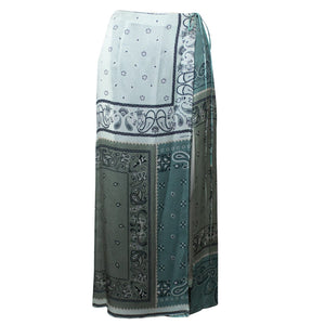 Blue Bandana Recon Wrap Long Skirt
