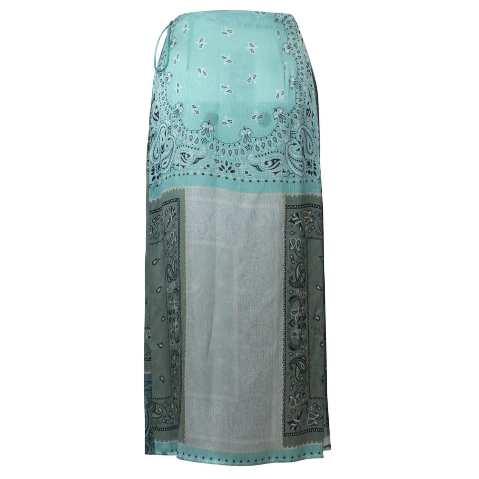 Blue Bandana Recon Wrap Long Skirt