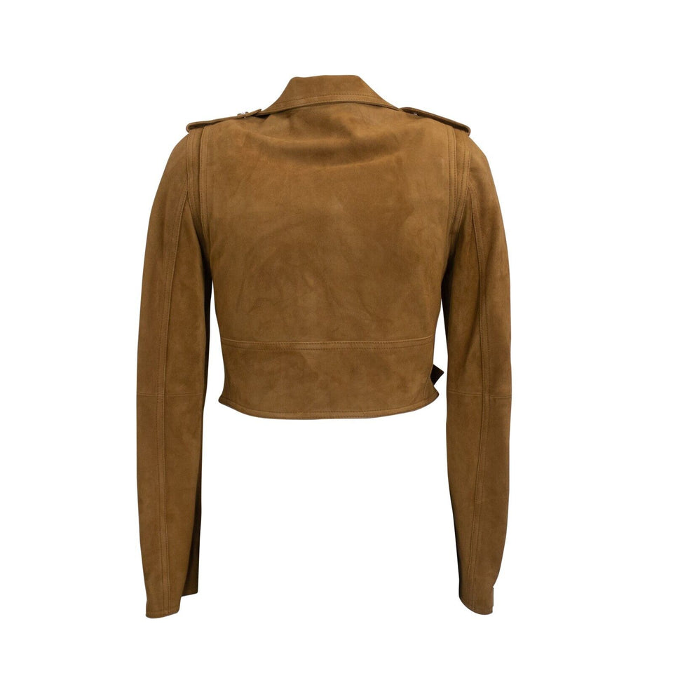 Brown Cropped Leather Perfecto Jacket