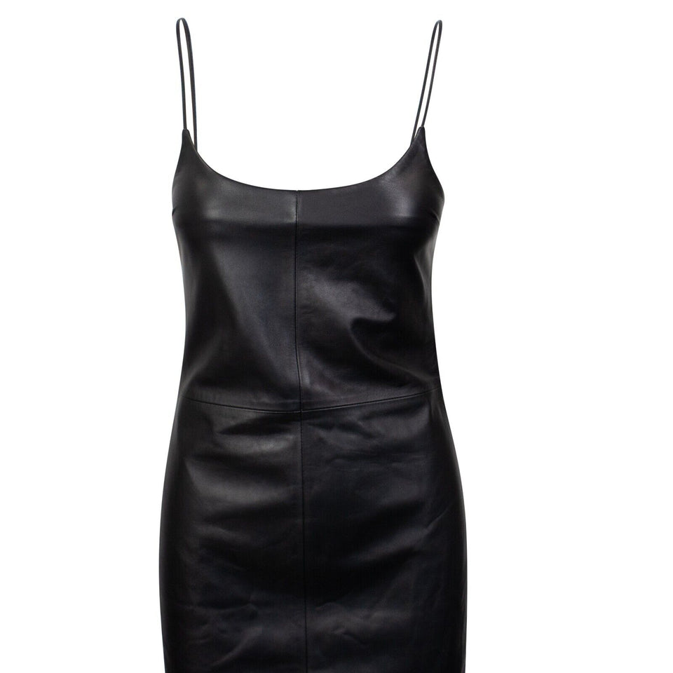 Black Leather Slip Dress
