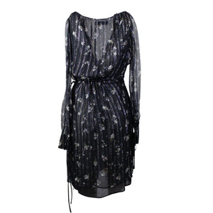 Black Floral Print Chiffon Dress