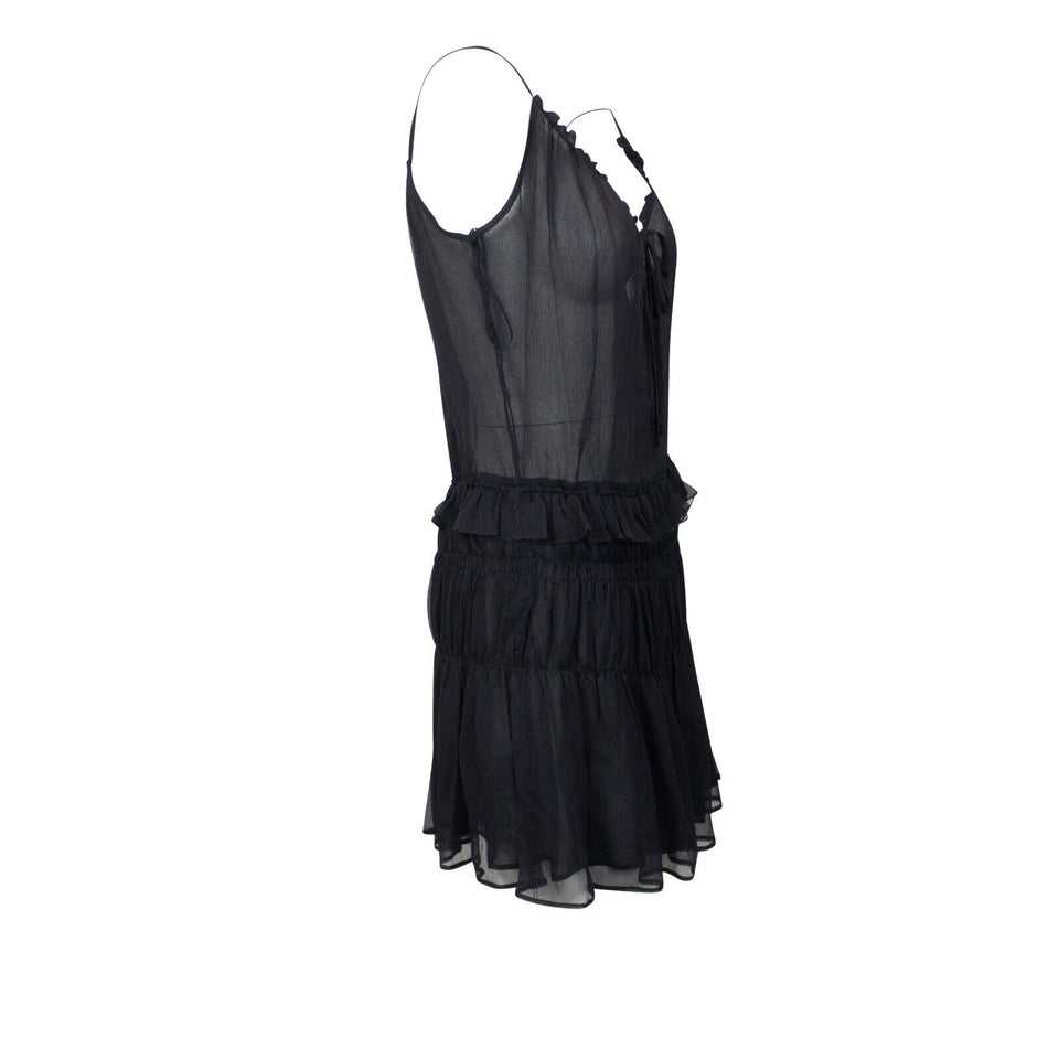 Black Crinkle Chiffon Slip Dress