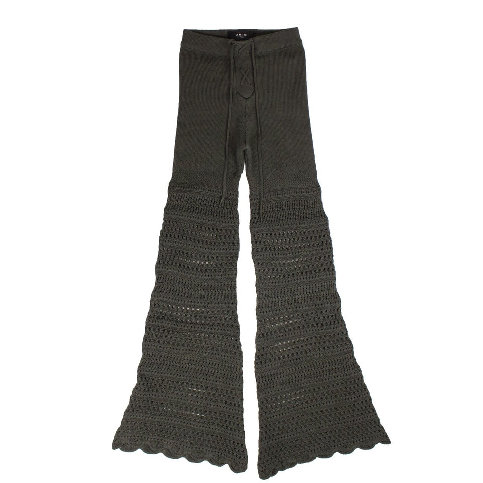 Amiri Checkered Crochet Flare Pants - Black